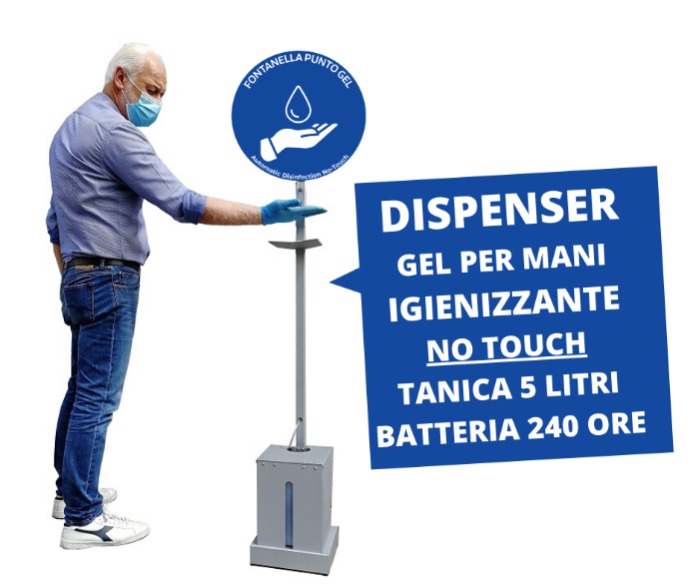 Nuovo dispenser gel igienizzante per mani No-Touch